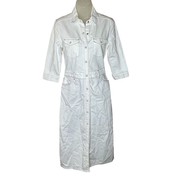 AllSaints Dresses & Skirts - AllSaints Women's White Denim Button-Down Knee Length Dress Size 2